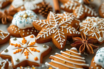 colorful star sugar cookie, christmas cookie, christmas background, christmas card