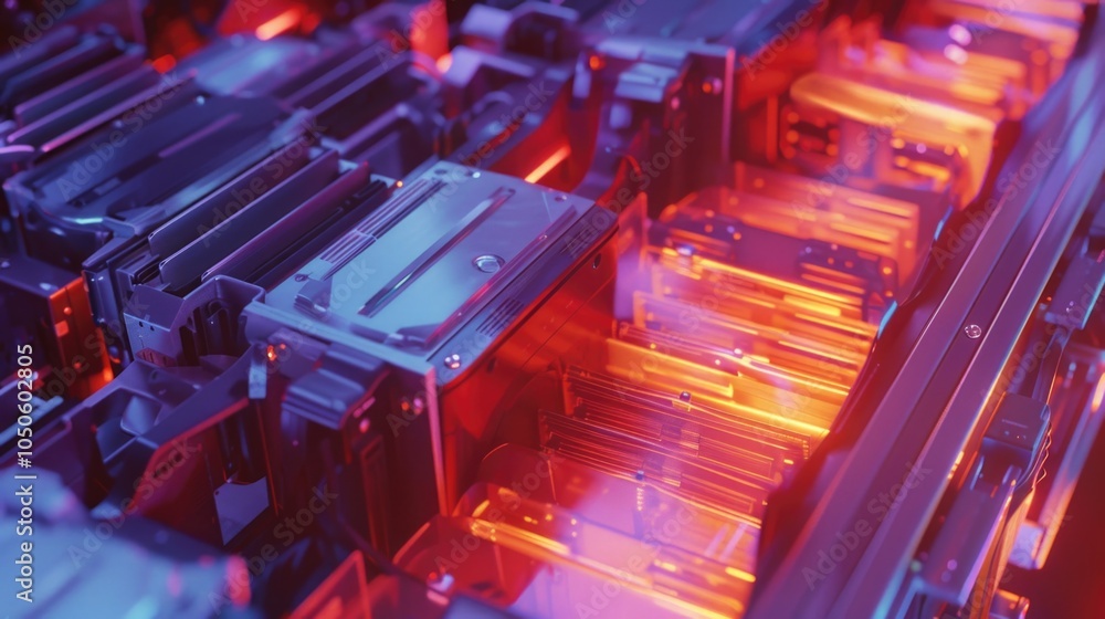 Poster a close-up view of a computer case with a bright red light shining through the vents