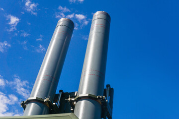 anti-aircraft missile launcher against the sky