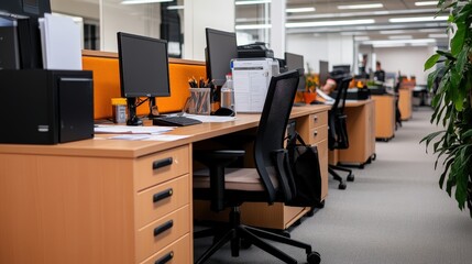 Office Workers Cleaning Up at Day's End