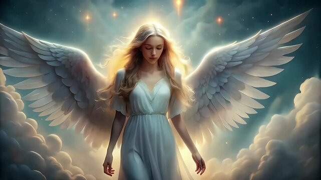 Angel with soft glowing wings
