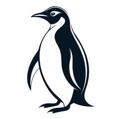 Obraz premium Penguin Black silhouette vector illustration without background