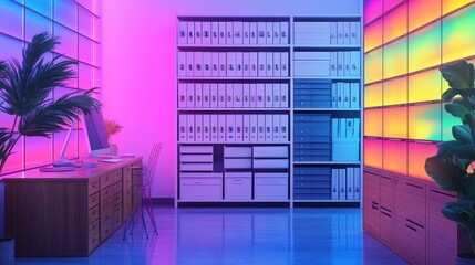 Organized Filing System with Neat Storage Solutions