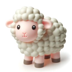 Fototapeta premium Toy figure white Sheep isolated on white background