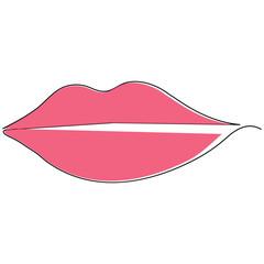 kissing day lips  single line art, continuous one line drawing of  Isolated outline vector icon 