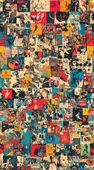 seamless pattern design Colorful vintage comic collage pattern