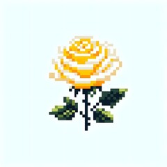 Fototapeta premium 노란색 장미, 픽셀아트 (yellow rose, pixel art)