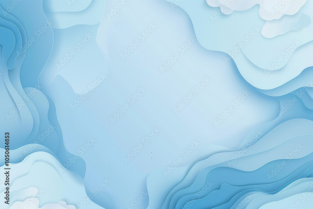 Poster A soothing abstract background features layered blue paper shapes with gentle curves and soft edges, providing a calm and creative setting for design work