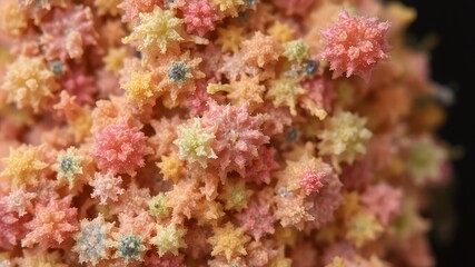 Close-up of tiny, colorful flower buds.