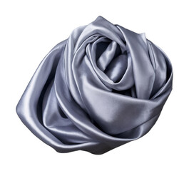 Floating elegant silver fabric, cut out, isolated on white background