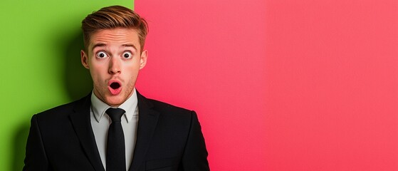 Surprised Businessman with Colorful Background
