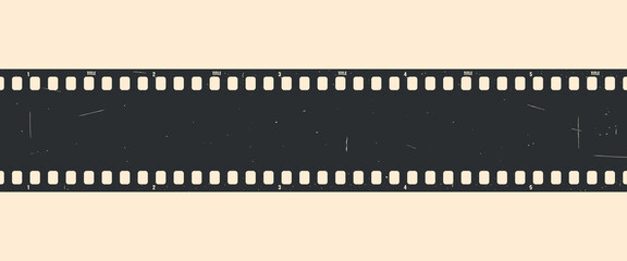 Obraz premium Vintage movie film strip. Film strip with grunge texture. Cinema and filmmaking concept. Vector illustration