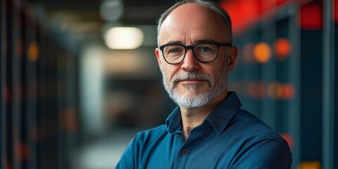 Fototapeta premium The Architect of Virtual Worlds: A Portrait of a Computer and Information Systems Manager, Generative AI