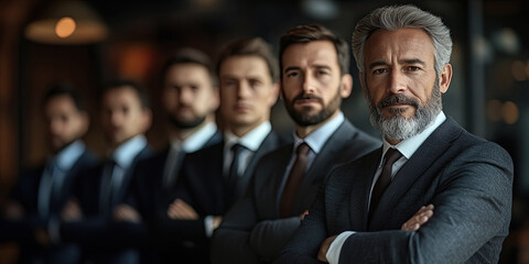 Obraz premium Confident Business Team Standing Together in a Modern Office