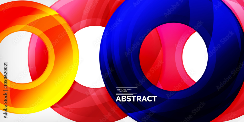 Poster bright colorful circles with light effects. abstract background