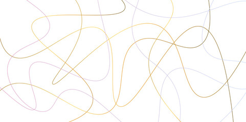 Random pattern colorful line stroke on a transparent background. Chaotic random lines abstract geometric pattern vector background. Decorative golden pattern with tangled curved lines.	
