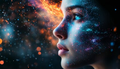 Digital Mind with Artificial Intelligence Neural Network Glowing Lights