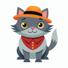cat with hat on white background