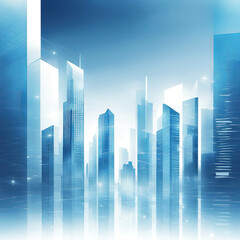 Obraz premium Explore a futuristic skyline where sleek skyscrapers meet ethereal clouds