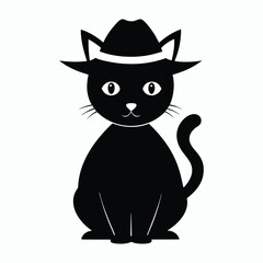 cat with hat on white background