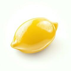 Fototapeta premium Single lemon with shadow on white background.