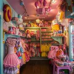 Discover charming candy-colored clothing stores, brimming with stylish, fancy outfits that add a pop of fun to your wardrobe.