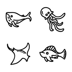 Fototapeta premium set of cartoon fish icon
