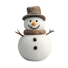 3D Rendered Snowman Character in Festive Winter Holiday Attire on Isolated White Background