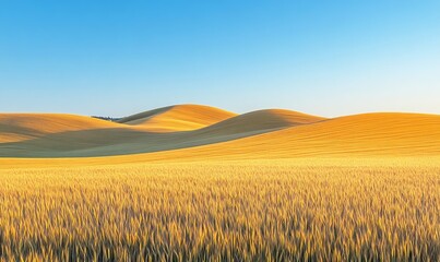 Obraz premium Golden Wheat Field at Sunset with Dramatic Clouds in a Rural Agricultural Landscape, Concept of Nature's Beauty and Harvest Season, Generative AI