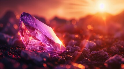 Obraz premium Precious stone gleams, beautiful art in background. Gemstone sparkles, stone minerals are magnificent.