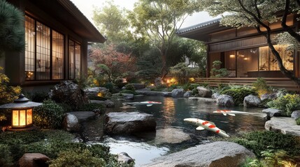 Japanese Garden with Koi Pond