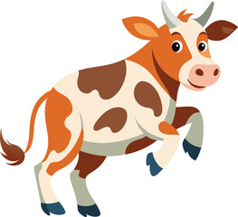 cow jumping silhouette vector on white background
