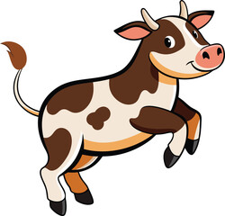 cow jumping silhouette vector on white background