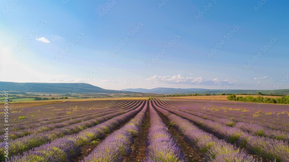 Aufkleber a tranquil view of the lavender fields in provence with endless rows of purple flowers stretching to
