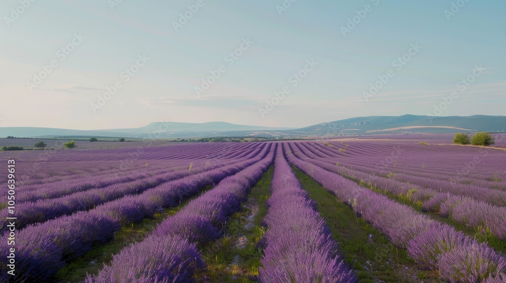Aufkleber a tranquil view of the lavender fields in provence with endless rows of purple flowers stretching to