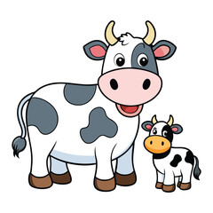 vector cow with calf