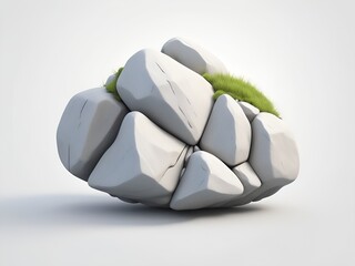 3d rock stone in white background