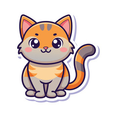 vector a cute cartoon cat sticker