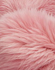 Fototapeta premium Close-up of fluffy pink faux fur texture creating a soft and cozy visual. Ideal for fashion backgrounds, textile concepts, or abstract designs focusing on softness and luxury. 