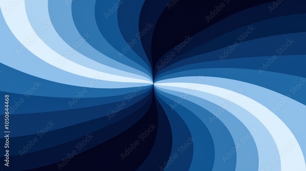 Poster abstract blue swirl design with gradient waves on dark background.