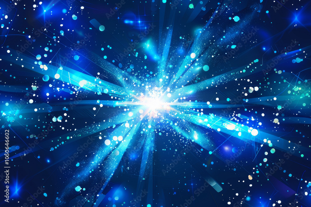 Poster a dynamic burst of blue light radiates outward, creating a mesmerizing visual effect. sparkling part