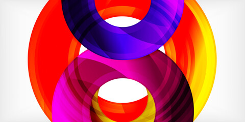 Bright colorful circles with light effects. Abstract background