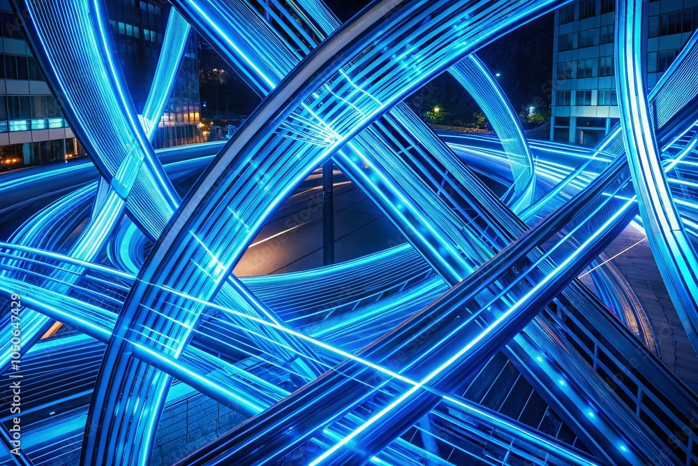 Poster futuristic neon light patterns in uhd 4k resolution for modern spaces