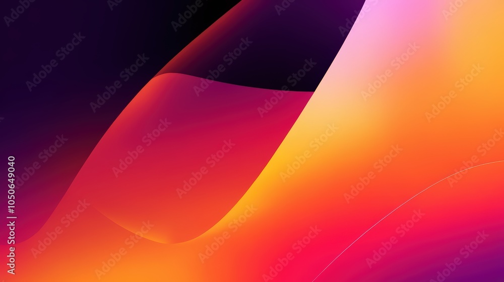 Poster colorful abstract waves on a smooth gradient background.