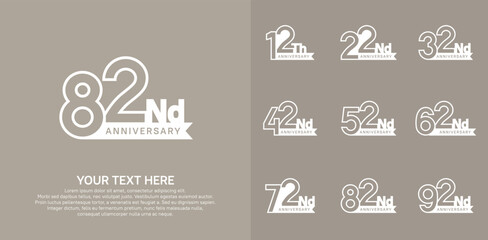 Anniversary logo set vector design, white color for celebration event