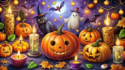 Hand Drawn Halloween Symbols for Spooky Decor and Celebrations