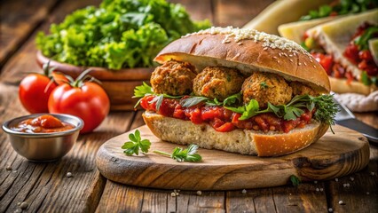 Healthy Lentil Meatball Sandwich with Tomato Sauce and Cheese - Delicious and Nutritious Meal Idea