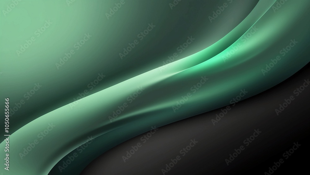 Poster smooth flowing gradient of green and black colors in a soft blurred design, featuring a sleek unpixe