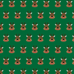 Obraz premium Christmas deer. Dark green background. Pattern