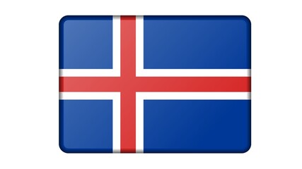 Iceland national flag isolated on white background. Iceland is a Nordic island country between the North Atlantic and Arctic Oceans, on the Mid-Atlantic Ridge between North America and Europe.